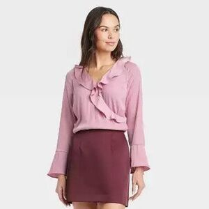 A New Day Size Small Pink Ruffle Blouse (NWT)
